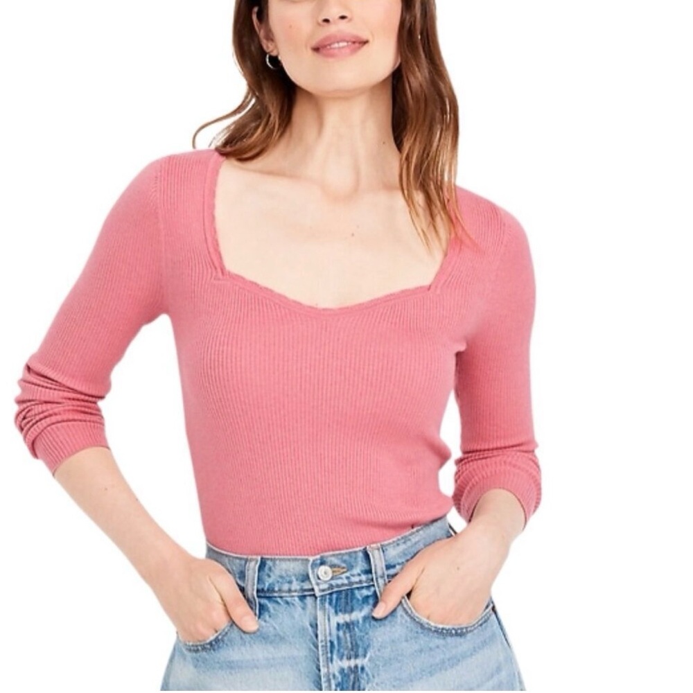 NWT Dried Rose Sweetheart Ribbed Sweater